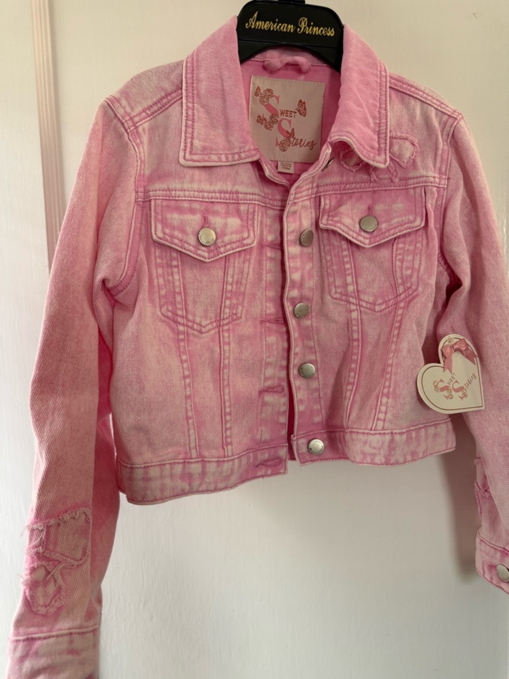 Sweet Stories NWT Girls' Pink Denim Jacket Size 10/12 Medium